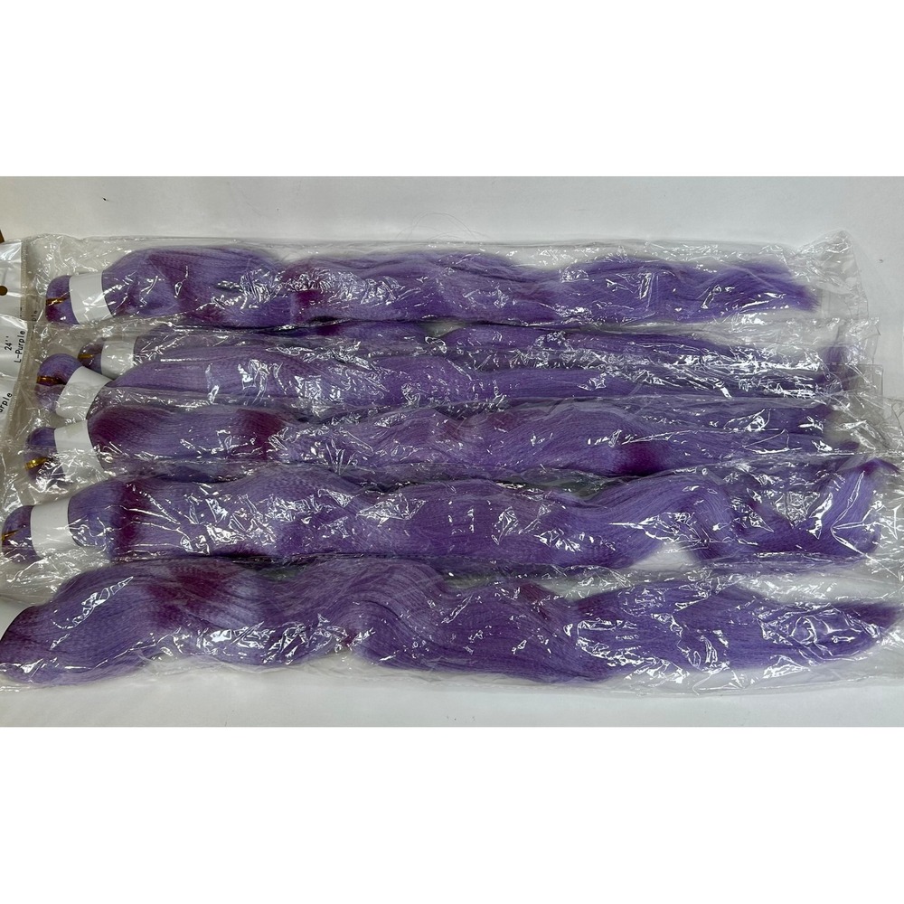 Lot of 6 Ombre Purple Synthetic Braiding Hair Extensions 24" Crimped Texture